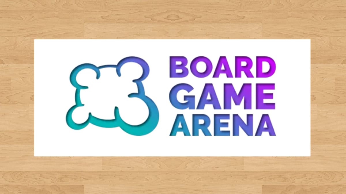 The Board Game Arena logo on a wooden background