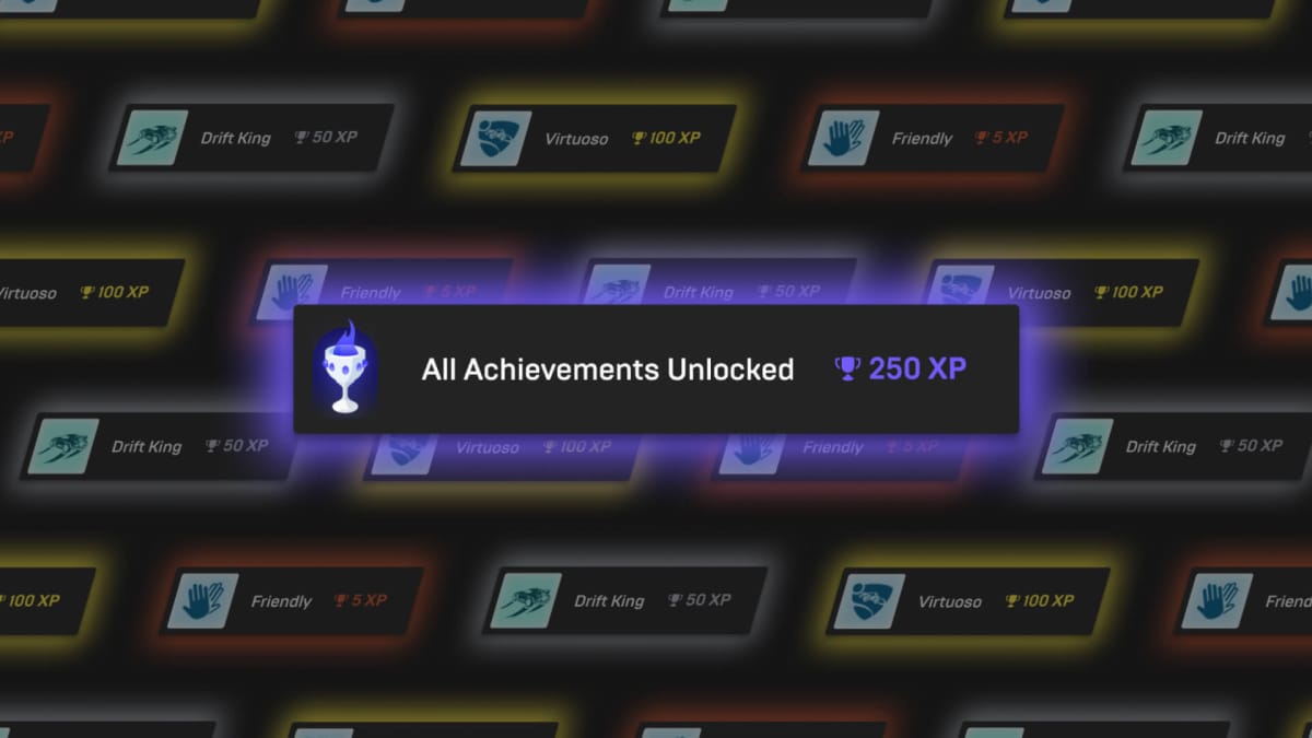 A banner showing an exaggerated concept for Epic Games Store achievements