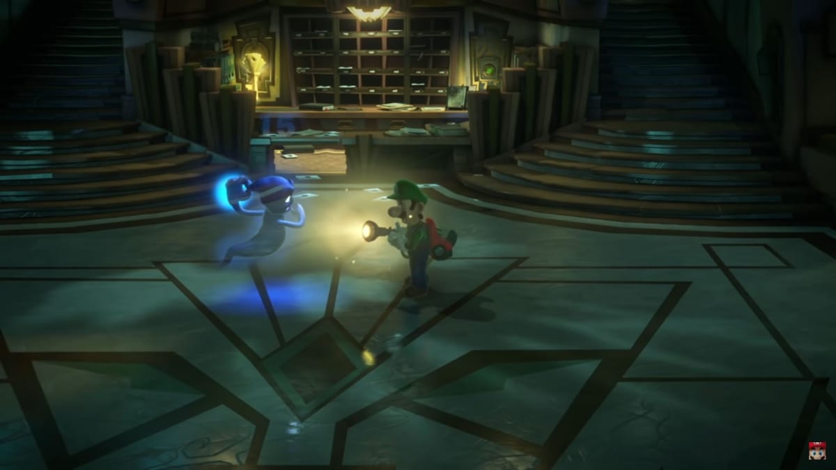 Luigi and a ghost in Luigi's Mansion 3 