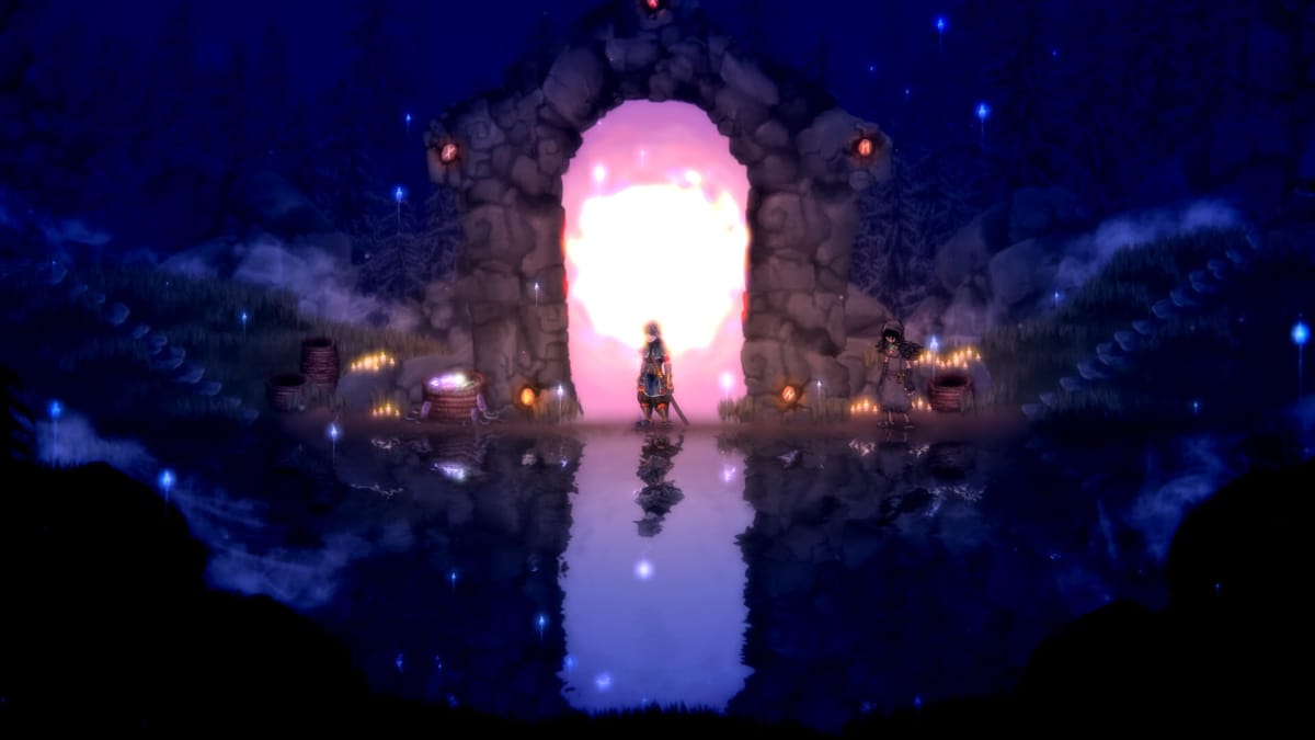 The protagonist of Salt and Sacrifice standing in front of a portal