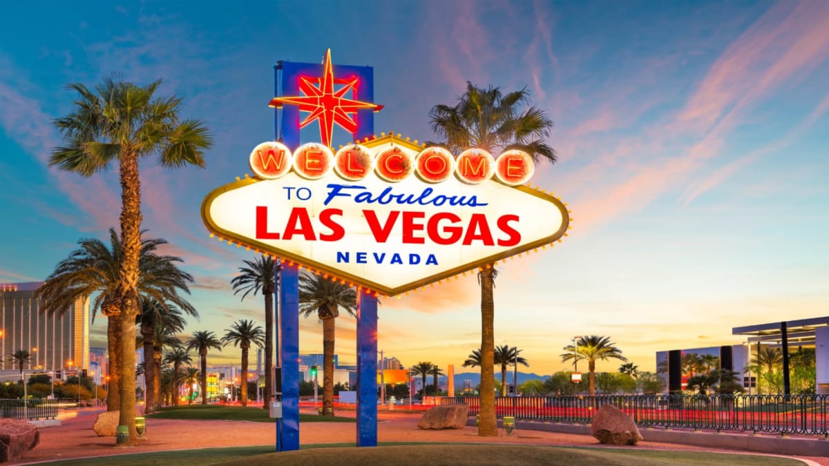 A neon sign depicting Las Vegas