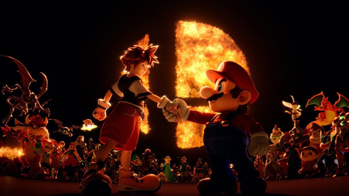 Sora and Mario shaking hands from the reveal trailer