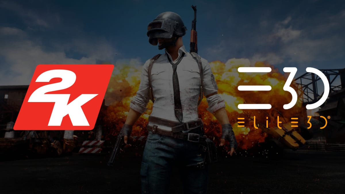 A PUBG image superimposed with the 2K and Elite3D logos