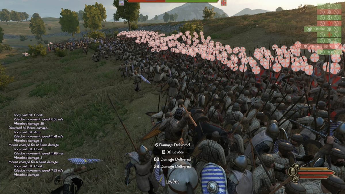 A screenshot of Mount and Blade II, one part of the Crusader Blade mod.