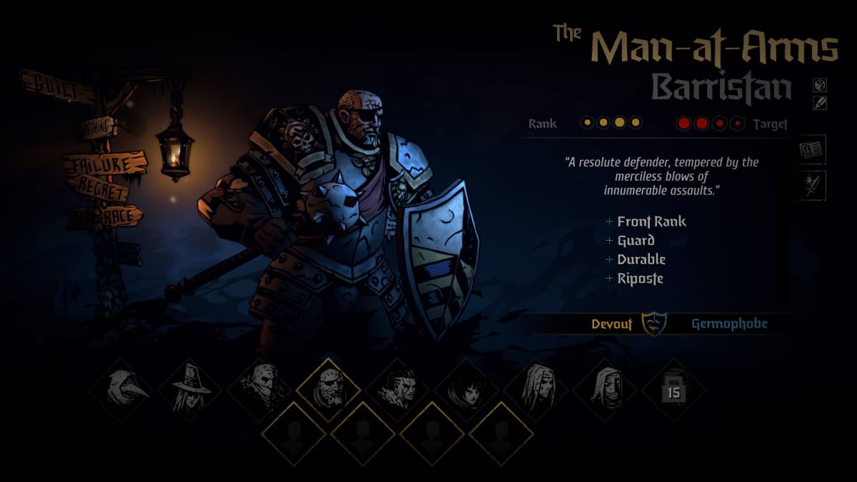 The character profile of the Man-at-Arms in Darkest Dungeon 2