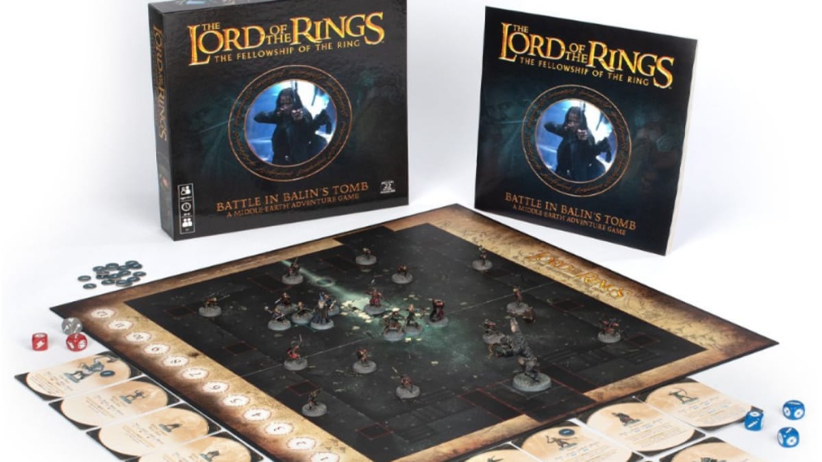 The board set up for Lord of the Rings Battle in Balin's Tomb