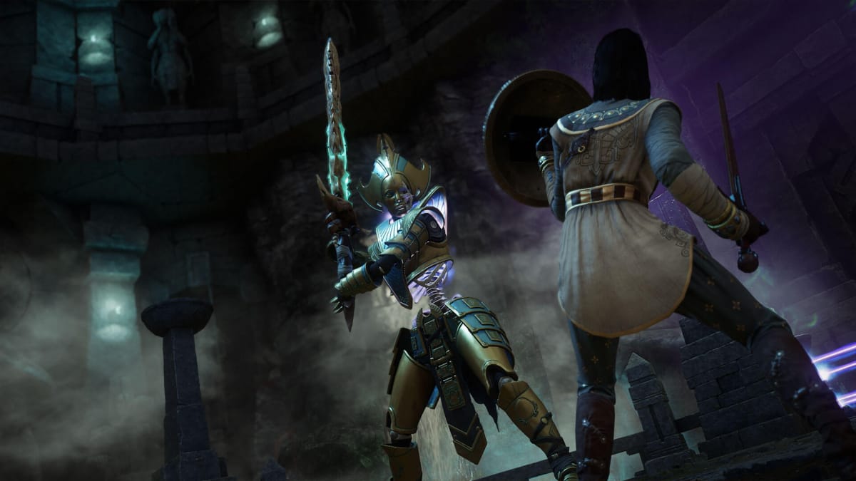 A player facing off against an enemy in New World