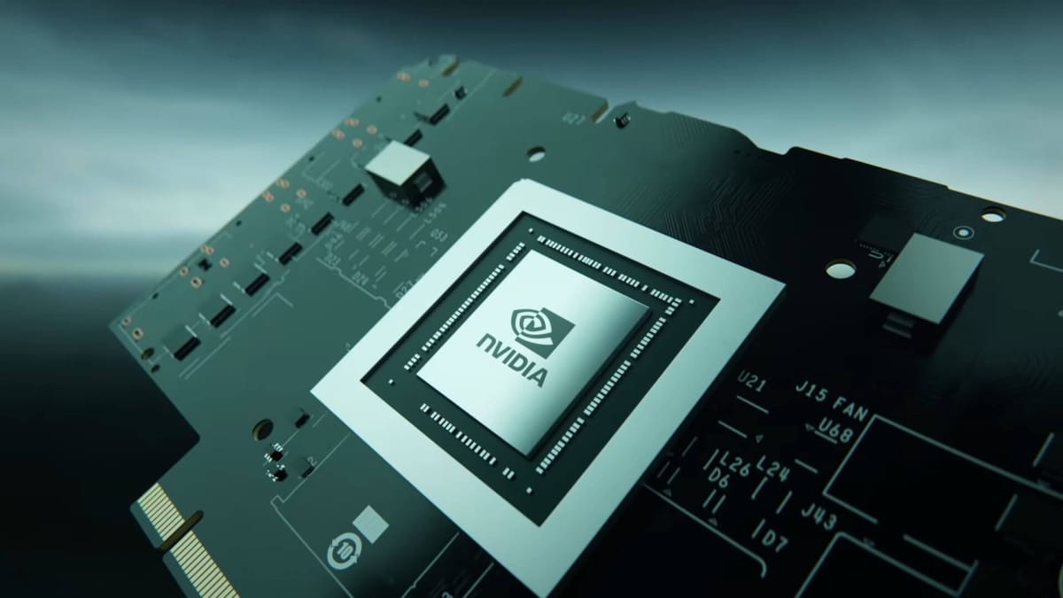 A chip meant to represent the Nvidia RTX 4000 series (although of course we don't know what it looks like yet)