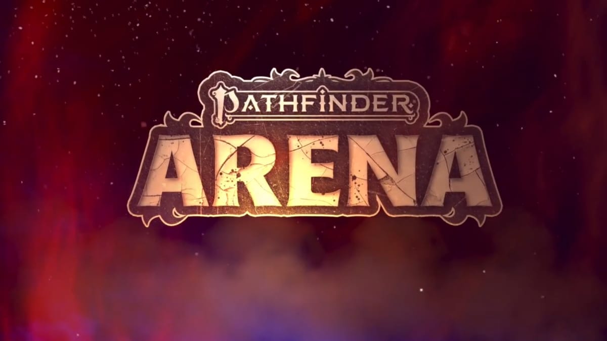 The title of Pathfinder Arena on a scorched background