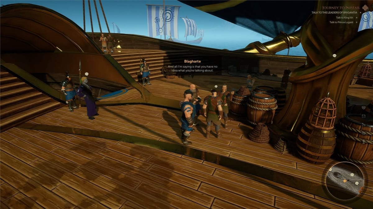 A conversation on a ship's deck in The Waylanders
