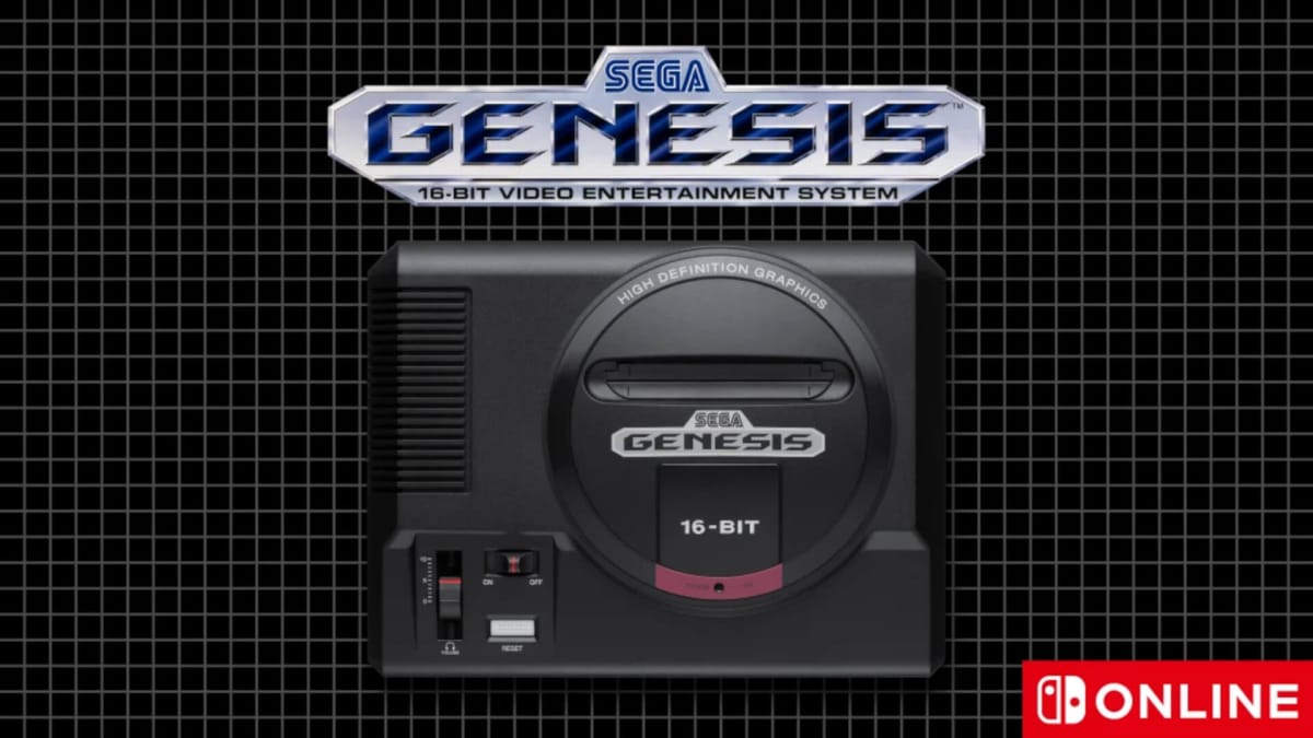 Artwork depicting the Sega Genesis console alongside a Nintendo Switch Online logo