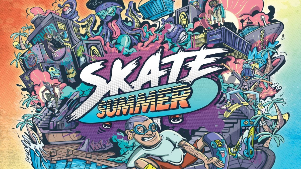 The featured artwork for the board game, Skate Summer