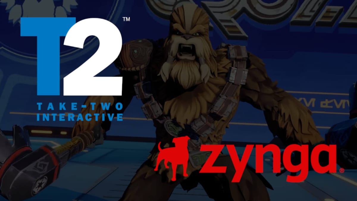 The Take-Two and Zynga logos with Star Wars: Hunters as the backdrop