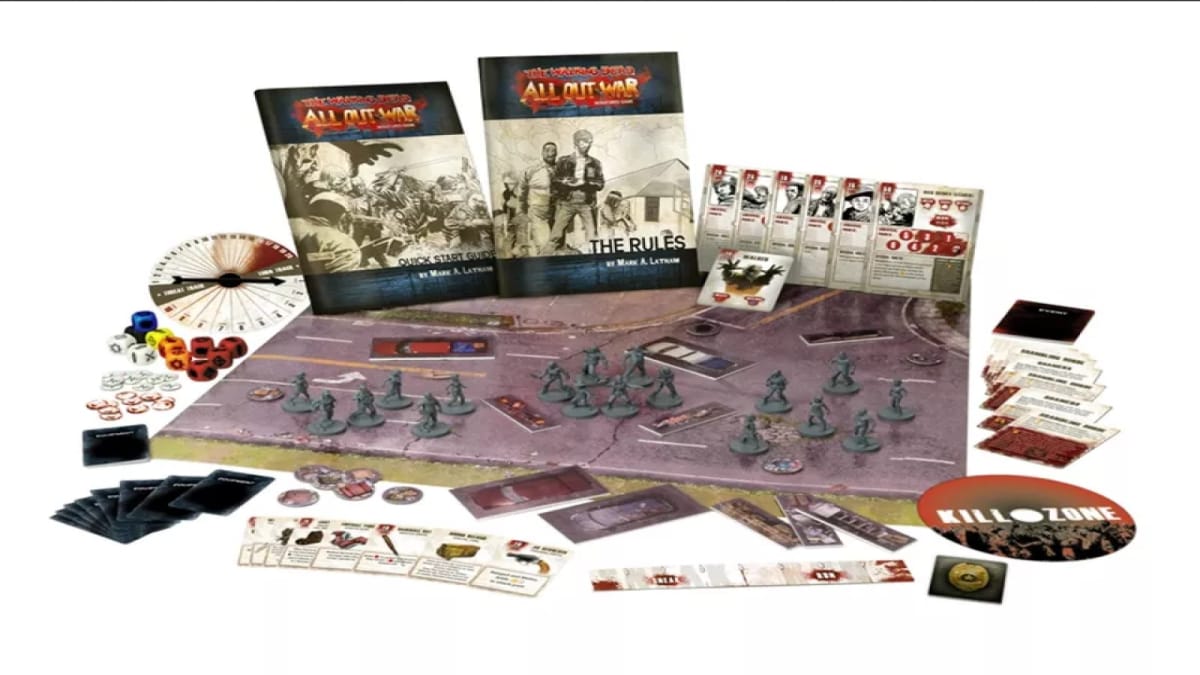 The board game set up for The Walking Dead: All Out War