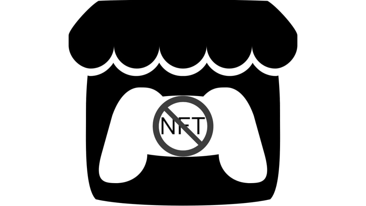 The Itch.io logo but with the word NFT crossed out in the middle