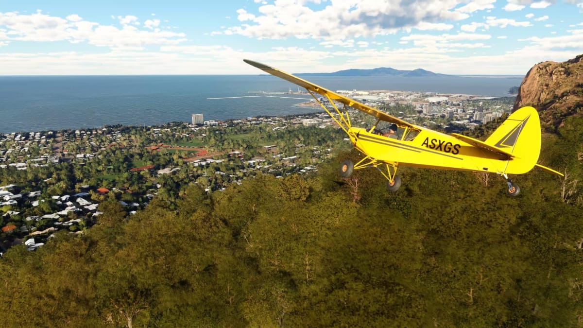 A plane flying over Australia in the new Microsoft Flight Simulator update