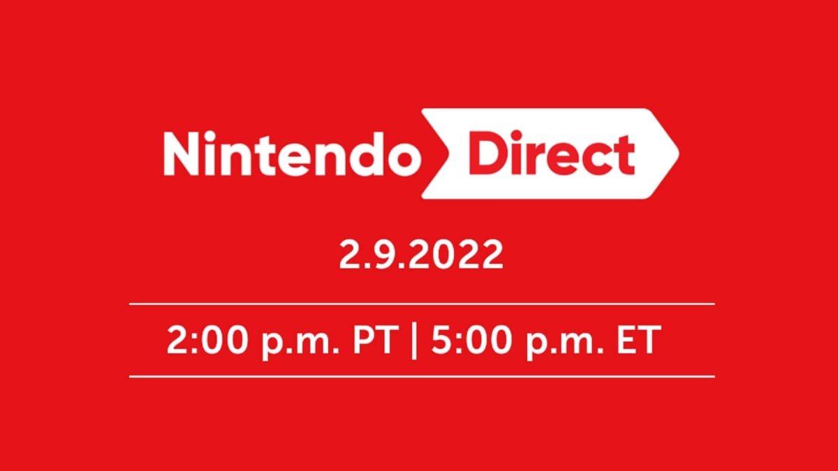 A banner advertising the upcoming Nintendo Direct presentation tomorrow