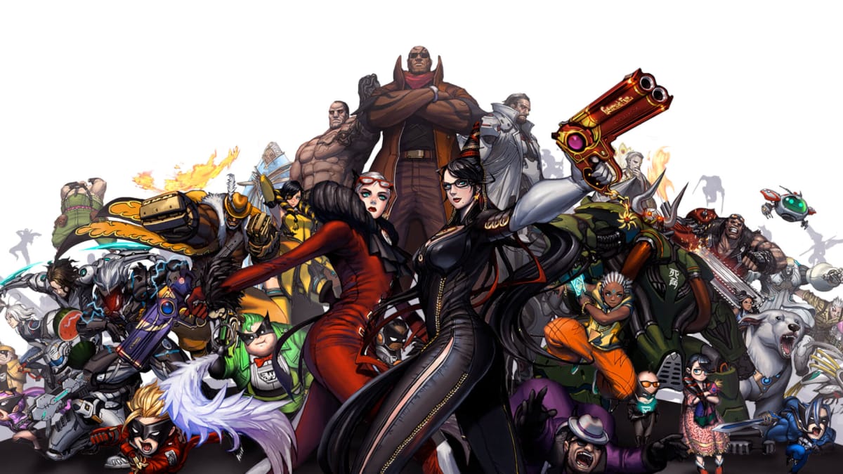 Artwork depicting several Platinum Games characters