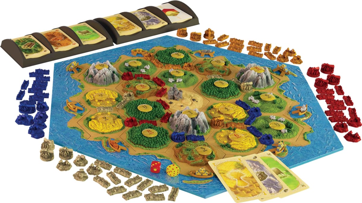 The board set up for the 3D edition of Catan