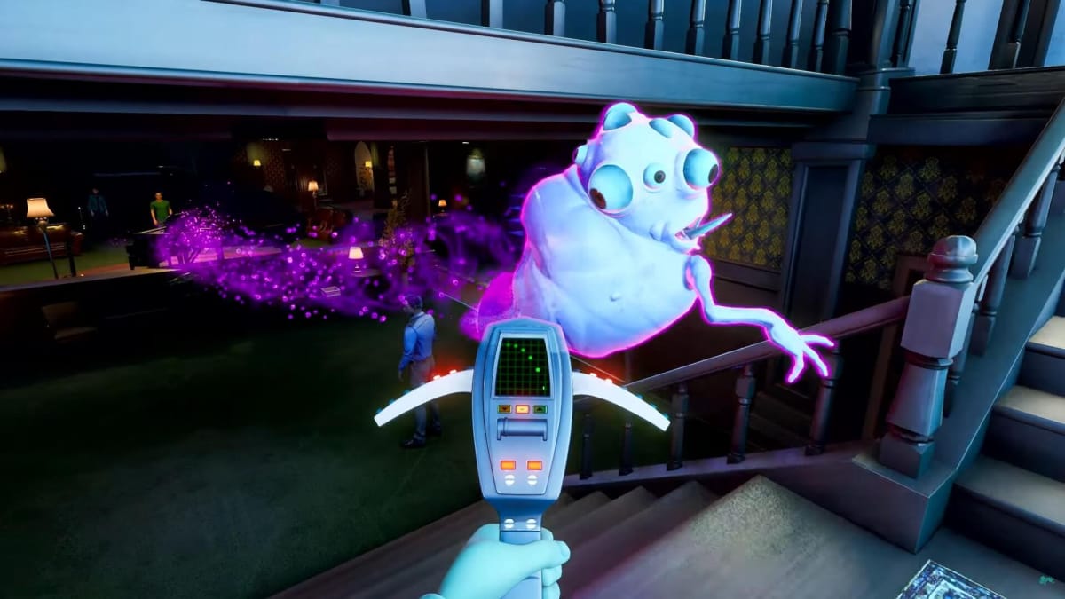 A ghost whizzing past the player in the new IllFonic Ghostbusters game, Ghostbusters: Spirits Unleashed