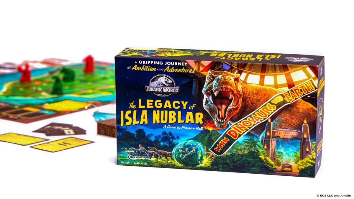 The featured box art for the Jurassic World board game
