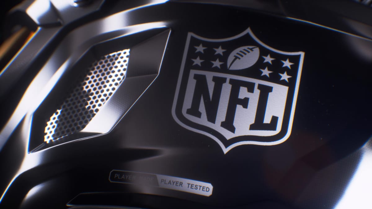 A closeup of the NFL logo to advertise the new NFL VR game
