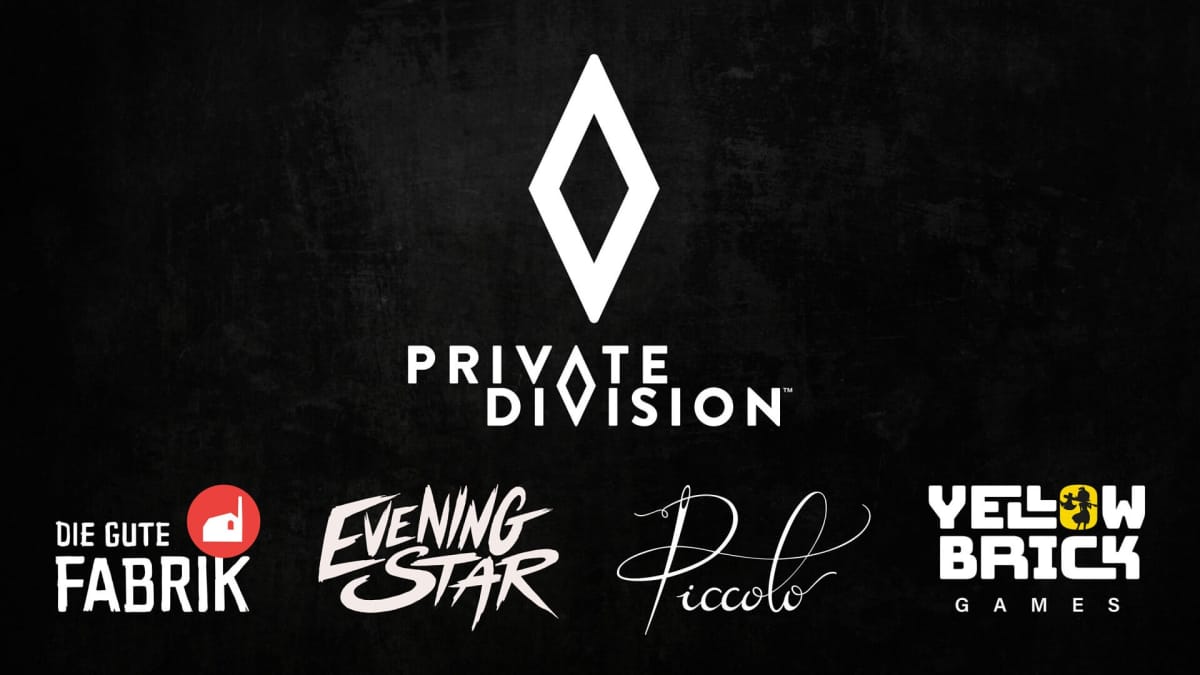 The Private Division, Die Gute Fabrik, Evening Star, Piccolo, and Yellow Brick Games logos