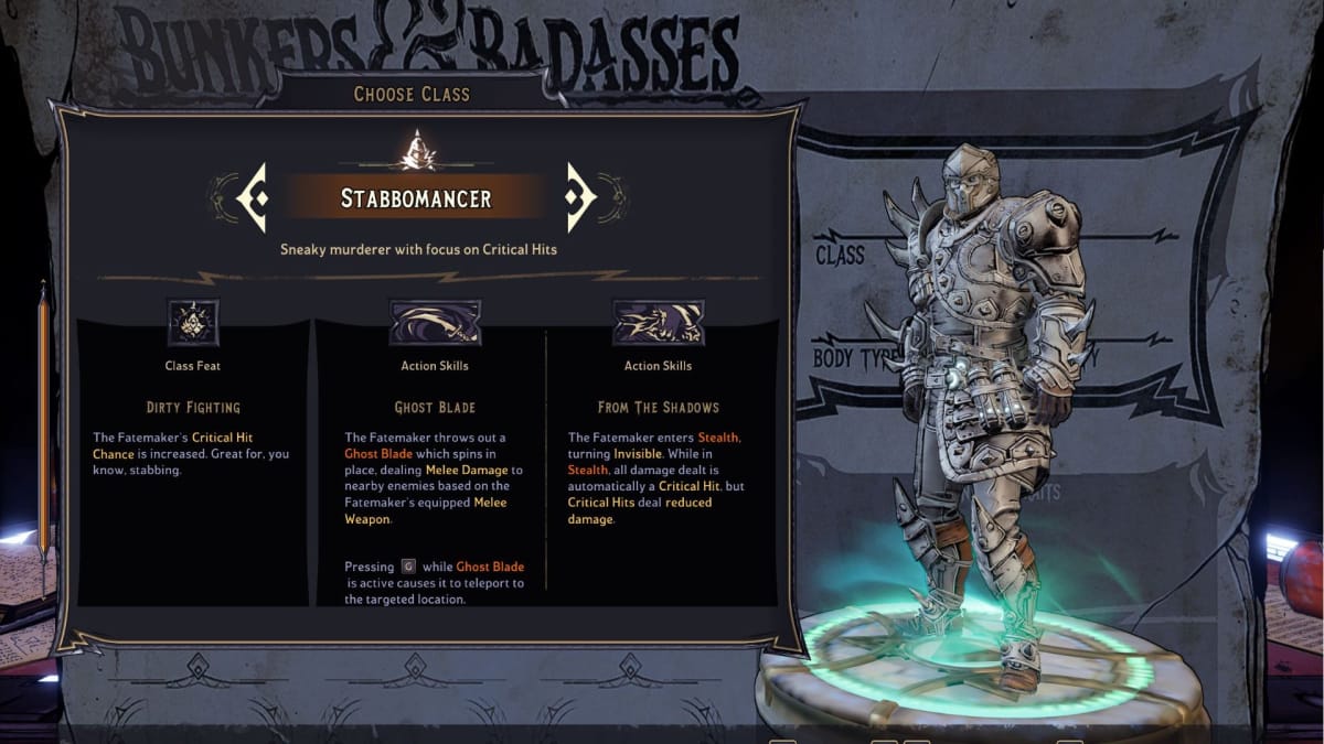 Stabbomancer character creation 