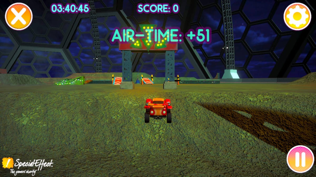 The player getting air time in Open Drive