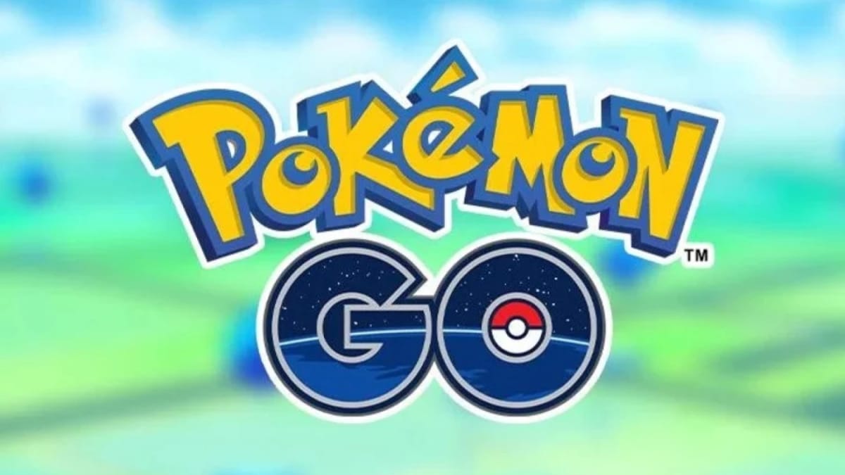The logo of Pokemon Go in front of an open field
