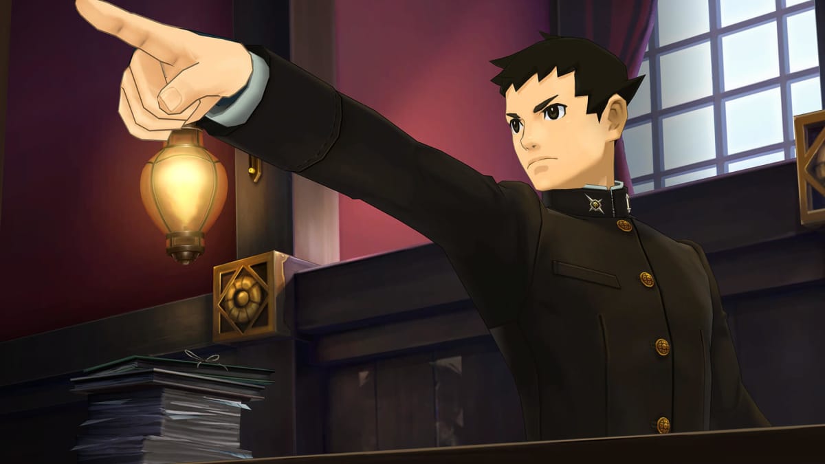 Ryunosuke pointing in The Great Ace Attorney Chronicles