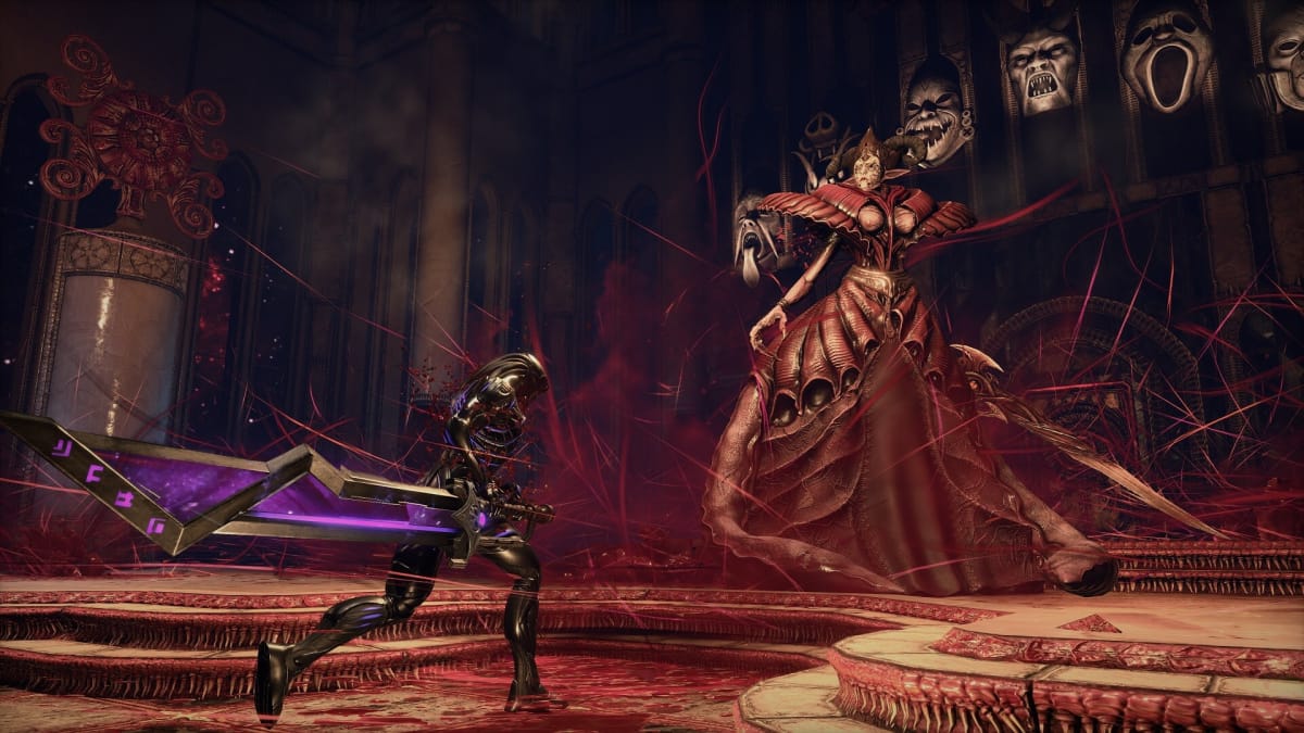 The player facing off against a boss in Hellpoint