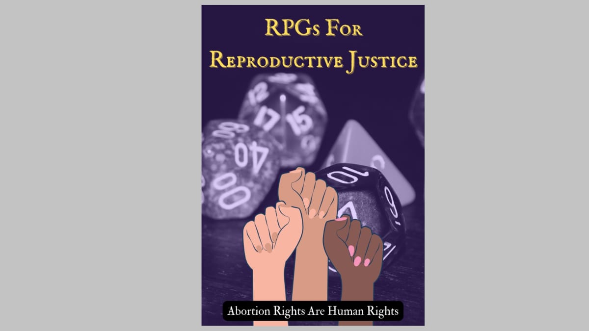 The title of the RPGs for Reproductive Justice bundle on a background