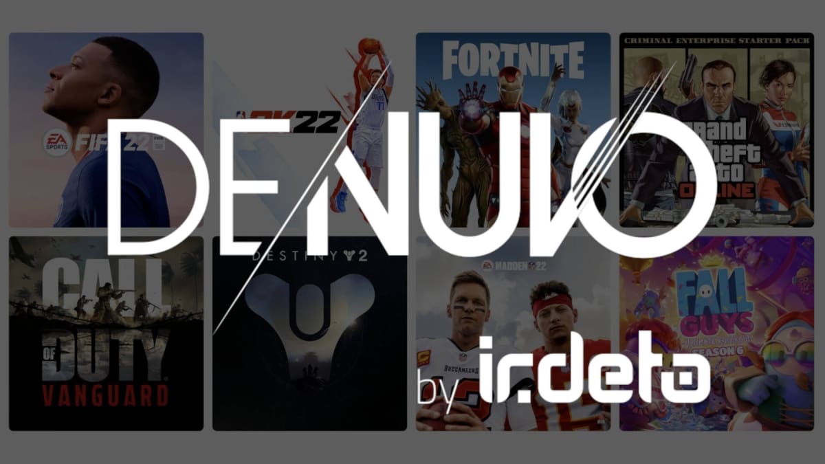 A series of games with DLC available and the Denuvo logo overlaid on them