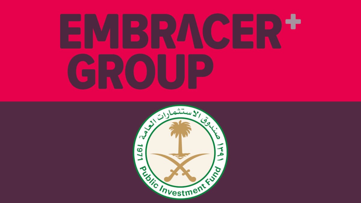The Embracer Group and Saudi PIF logos