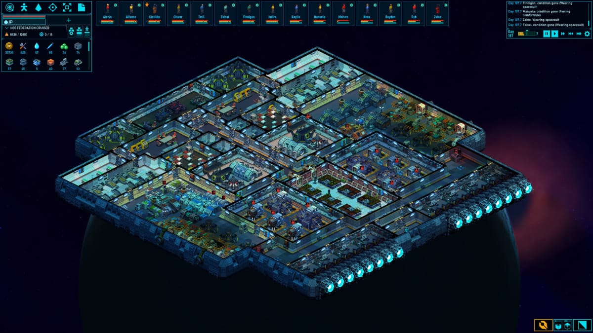 A colony running efficiently in Space Haven