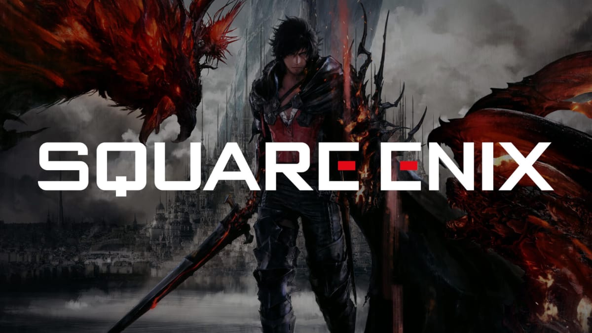 The Square Enix logo overlaid on Final Fantasy XVI artwork