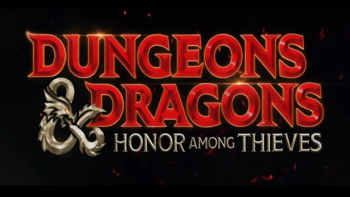 The Dungeons and Dragons: Honor Among Thieves logo on a black screen