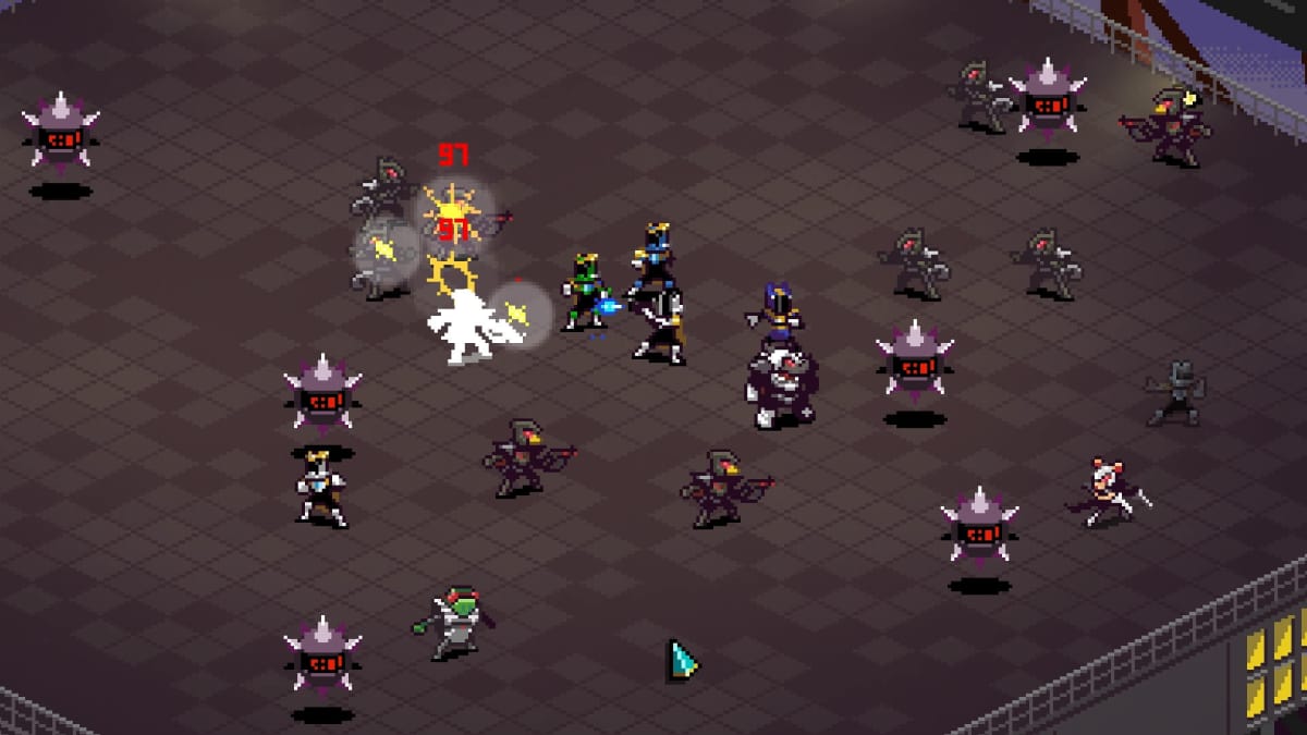 The player battling enemies in Mark Venturelli's Chroma Squad
