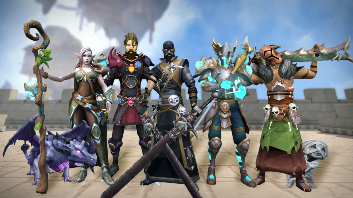 A group of player characters in the Jagex MMO RuneScape