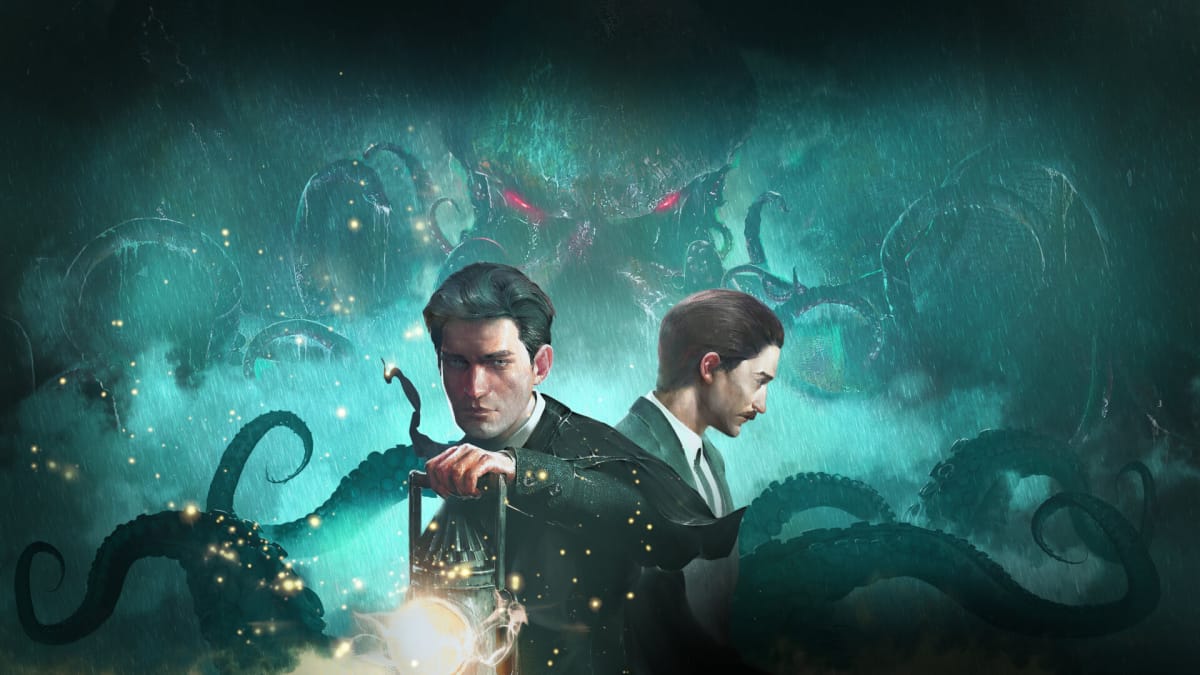 Sherlock and Watson against a backdrop of eldritch tentacles