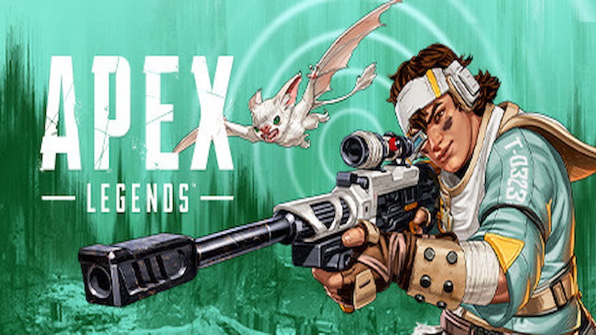 Apex Legends: Hunted Update, new character Mara shown holding her sniper rifle to her eye with a light green backdrop