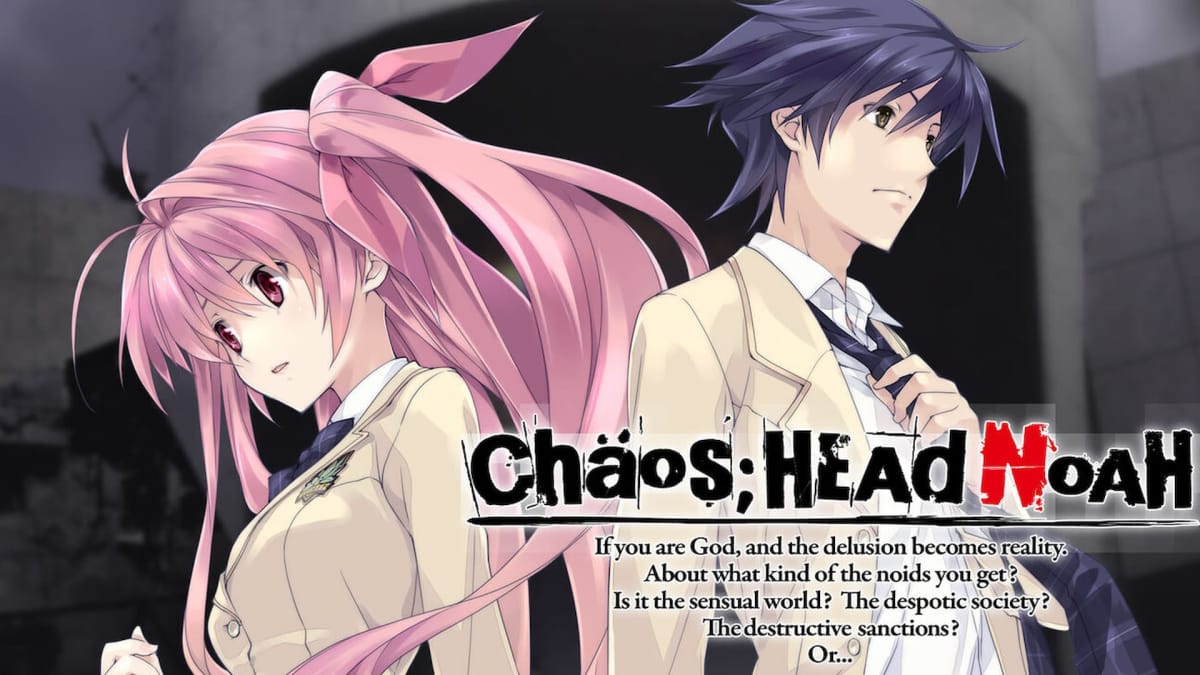 Chaos; Head Noah Banned on Steam, Screenshot of a header image with the game title and two anime style characters, one male one female, standing side by side