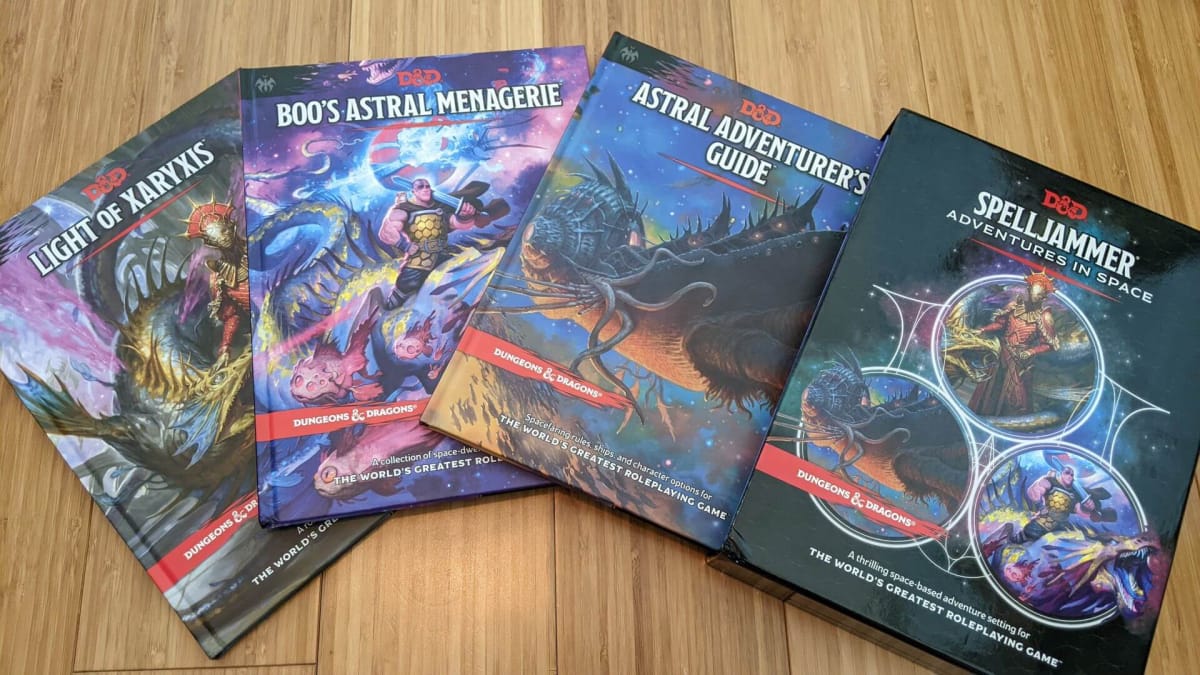 Spelljammer: Adventures In Space three book collection layered out with the slip case