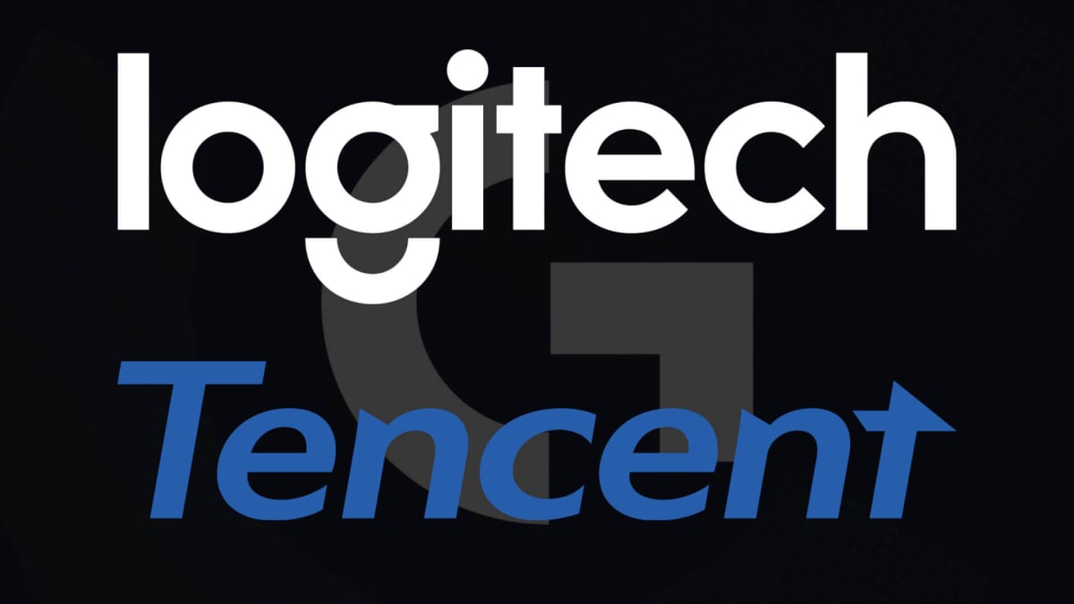 The Logitech and Tencent logos overlaid on the Logitech G logo