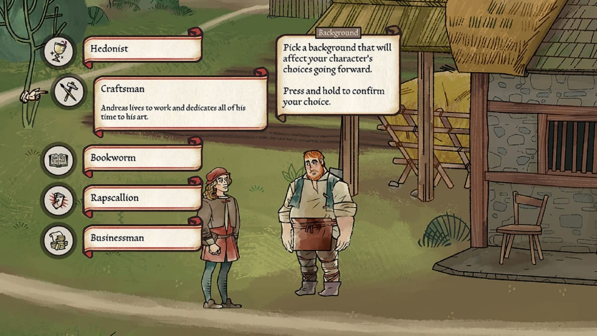 In game decision making from Andreas the main character of Pentiment