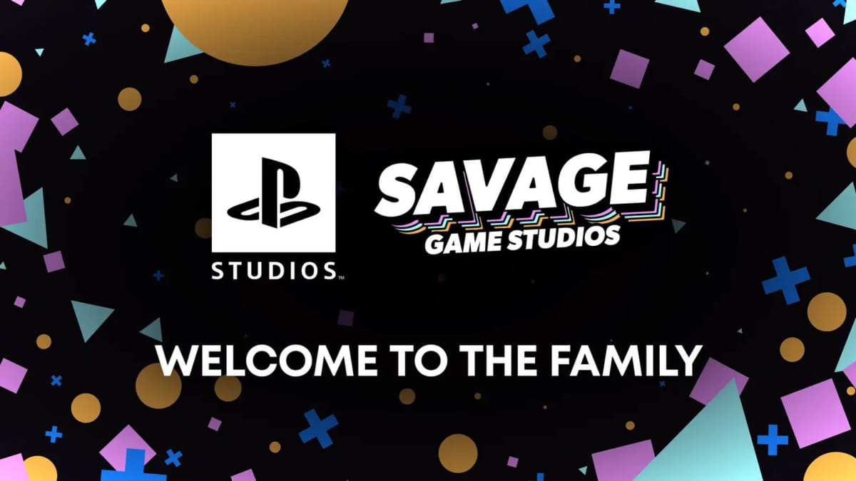 The PlayStation Studios and Savage Game Studios logos alongside a "Welcome to the Family" disclaimer