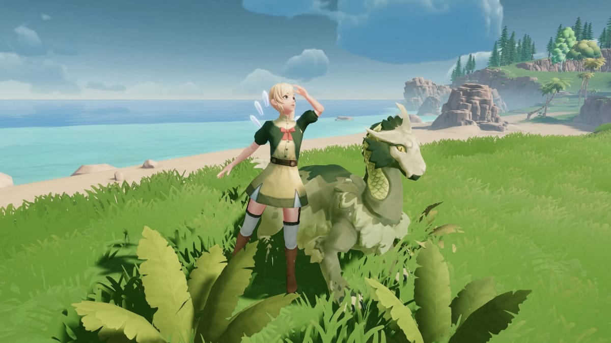 A player and their monster looking out onto the horizon in Kickstarted Pokemon-style MMO Untamed Isles