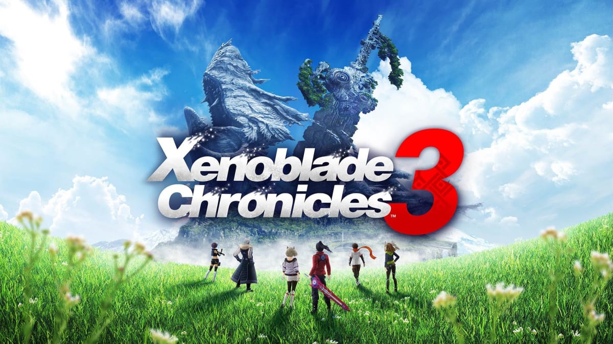 Xenoblade Chronicles 3 Main Title in front of an open field