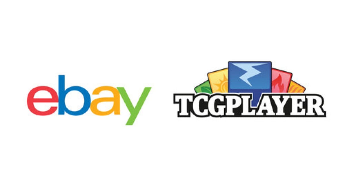 eBay TCGPlayer Acquisition logos on a white background